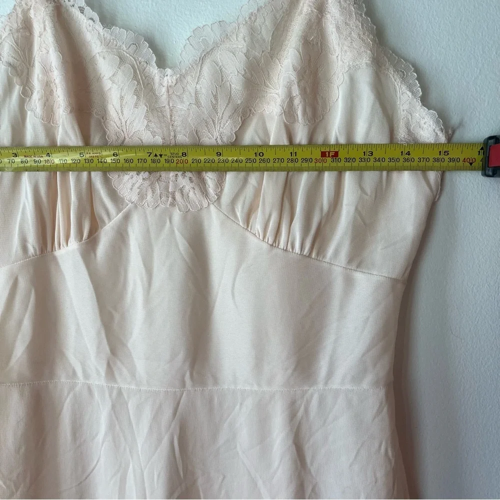 Vintage Pink Lace Slip Dress 34 | Midi Length Lingerie Coquette Bridal Style - Picture 8 of 9